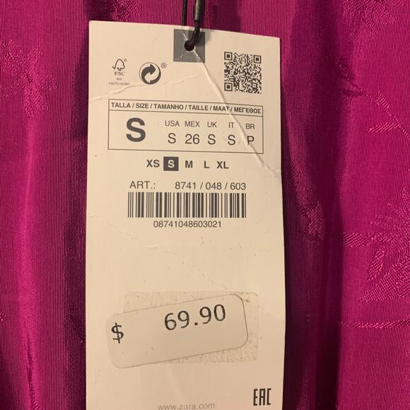 Zara Women's Viscose Jacquard Minidress Size S NEW Kimono Sleeves Going Out Luxe - Picture 5 of 10